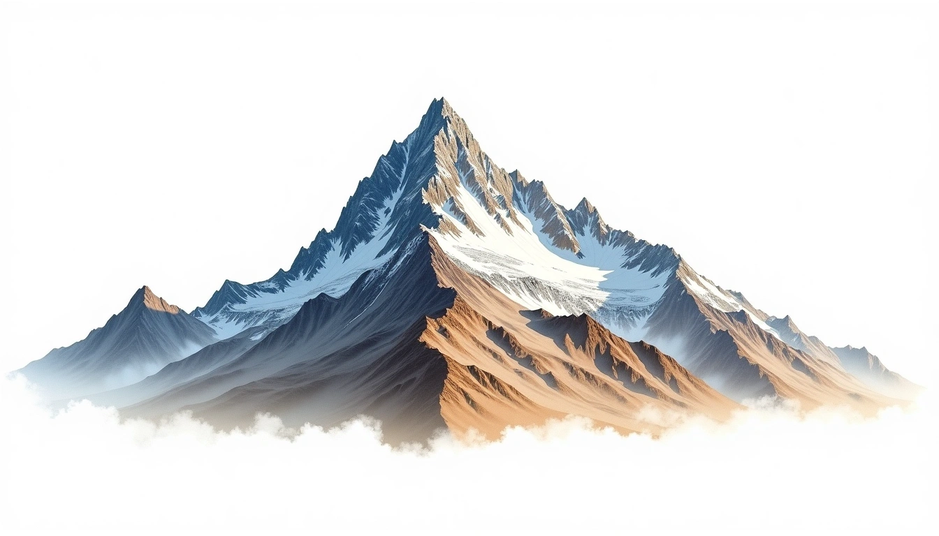 Dankova Peak — 5,982m — Kyrgyzstan — watercolor illustration