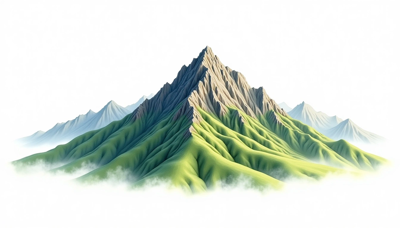 Dashuiku Shan — 3,642m — Taiwan — watercolor illustration