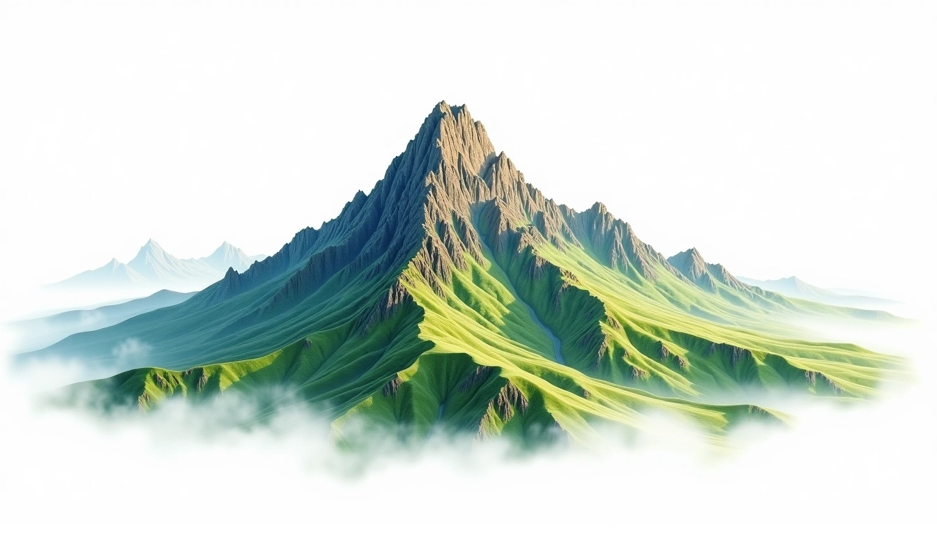 Daxueshan — 3,530m — Taiwan — watercolor illustration