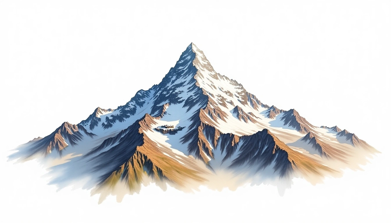 Dent d'Herens — 4,171m — Switzerland — watercolor illustration