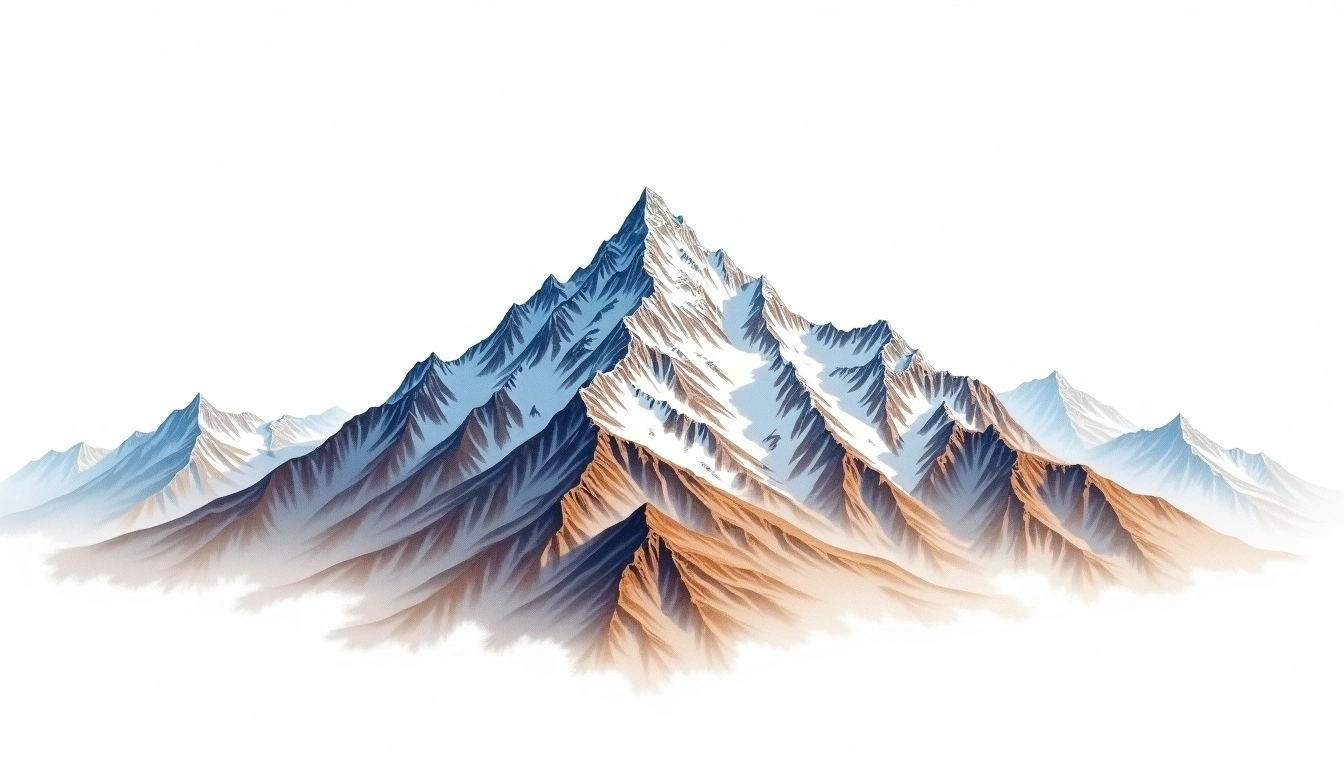 Deo Tibba South — 5,850m — India — watercolor illustration