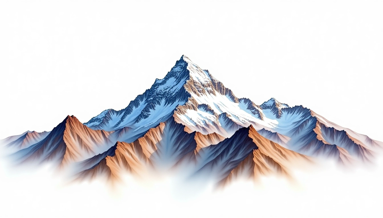 Deo Tibba — 6,001m — India — watercolor illustration