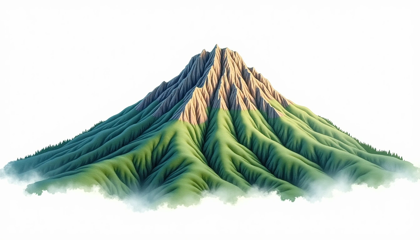 Deogyusan — 1,614m — South Korea — watercolor illustration