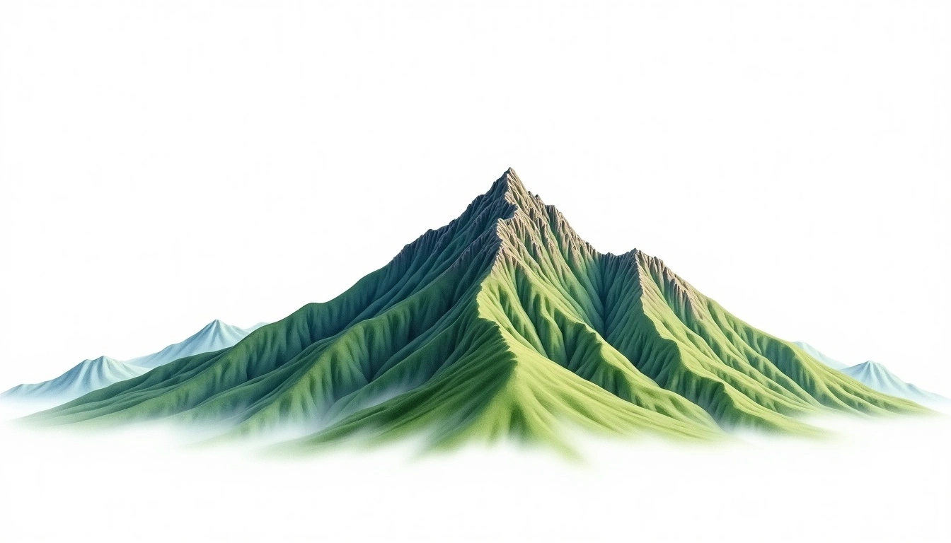 Deoksungsan — 495m — South Korea — watercolor illustration