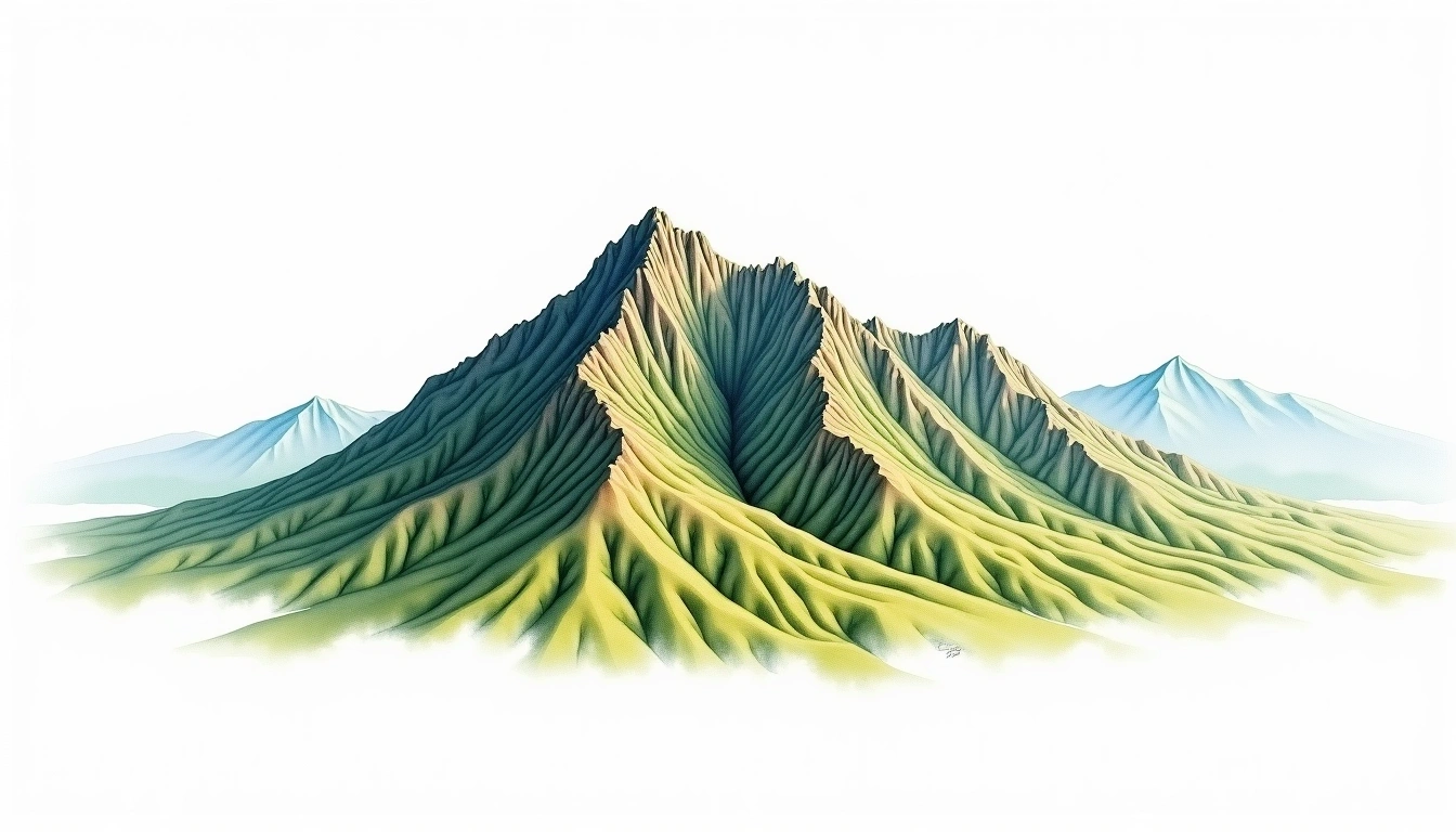 Dhupgarh — 1,350m — India — watercolor illustration