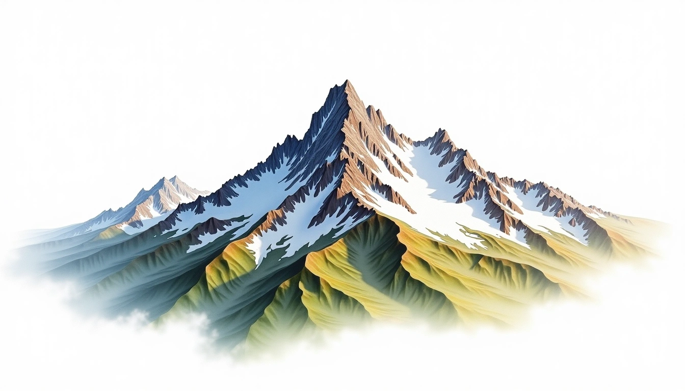 Diablerets — 3,210m — Switzerland — watercolor illustration