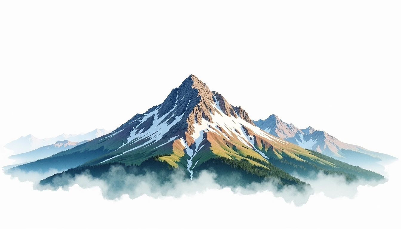 Dome Peak — 2,788m — United States — watercolor illustration