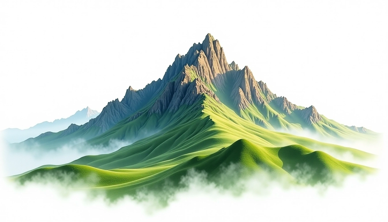 Dongjun Dashan — 3,619m — Taiwan — watercolor illustration