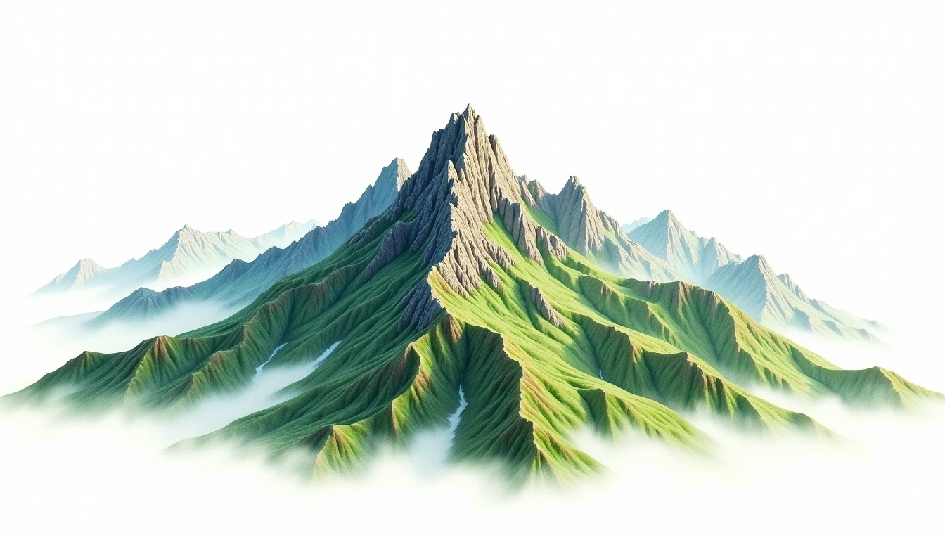 Dongluan Dashan — 3,036m — Taiwan — watercolor illustration