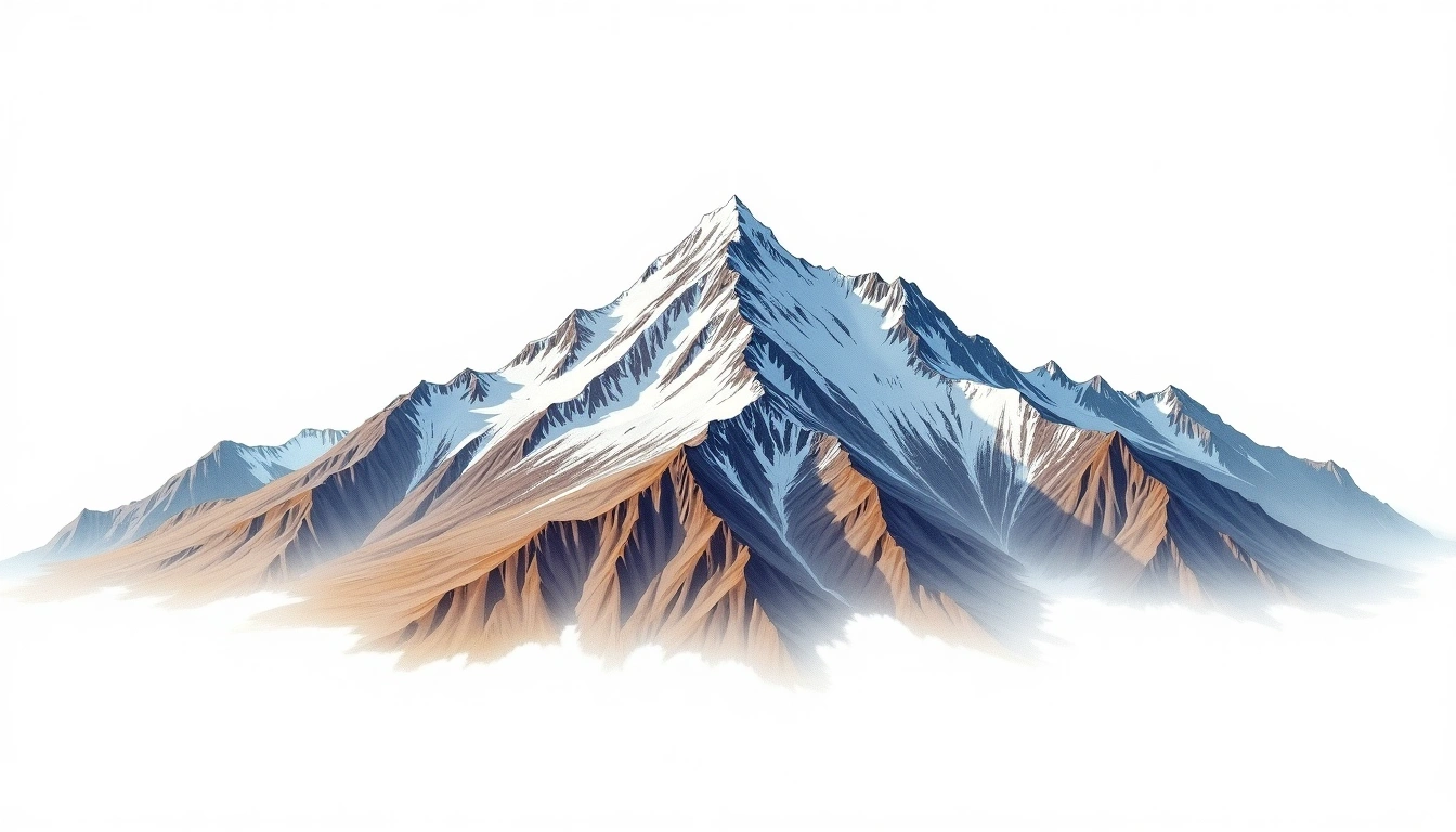 Dykh-Tau — 5,205m — Russia — watercolor illustration