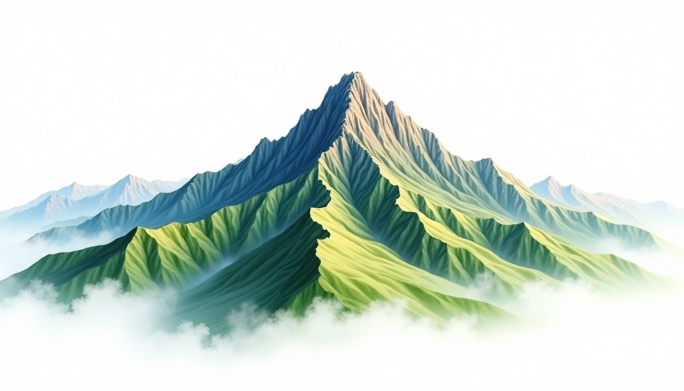 Emei Shan — 3,099m — China — watercolor illustration