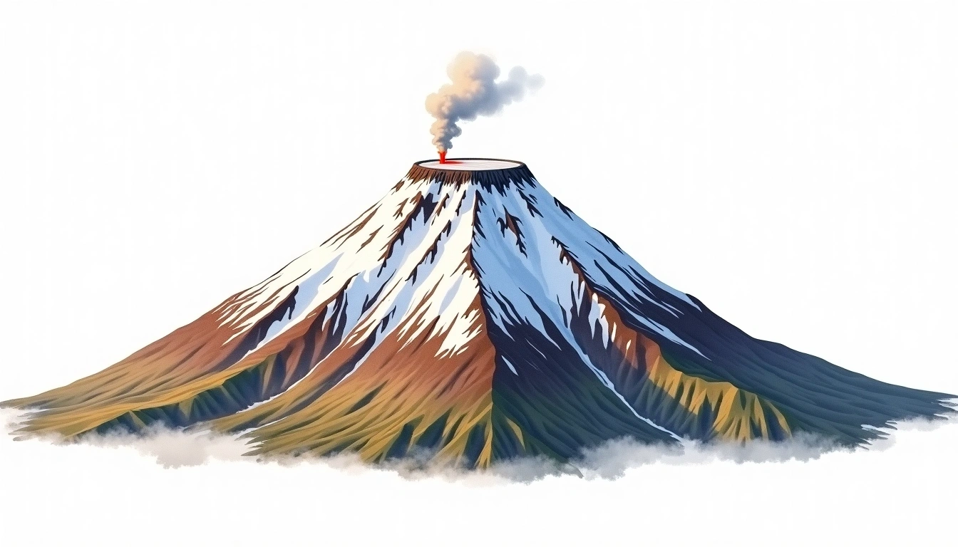 Eyjafjallajokull — 1,651m — Iceland — watercolor illustration