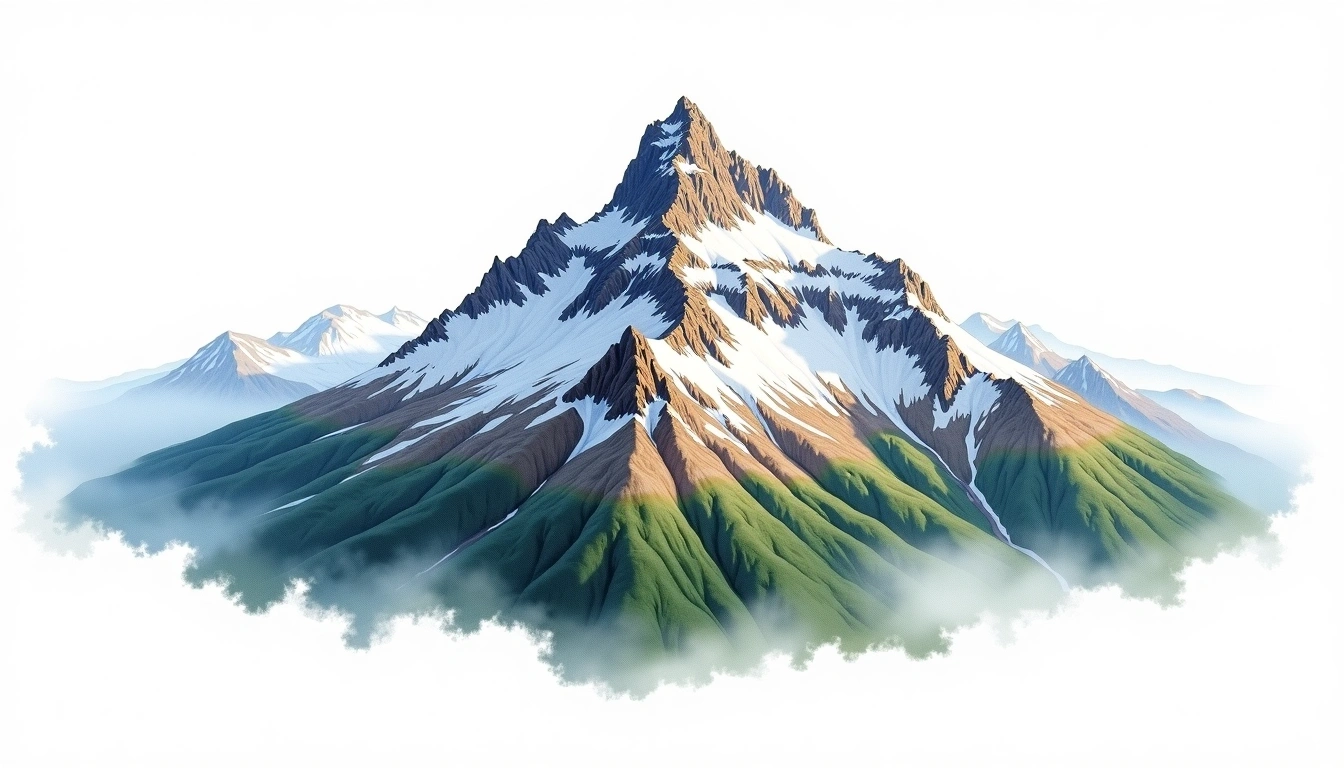 Jotunheimen Falketind — 2,067m — Norway — watercolor illustration