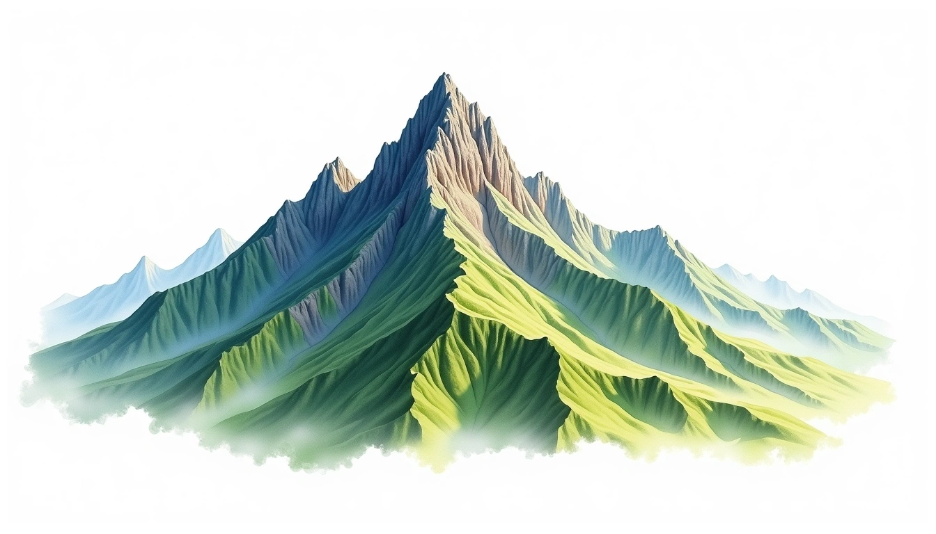 Fansipan — 3,143m — Vietnam — watercolor illustration