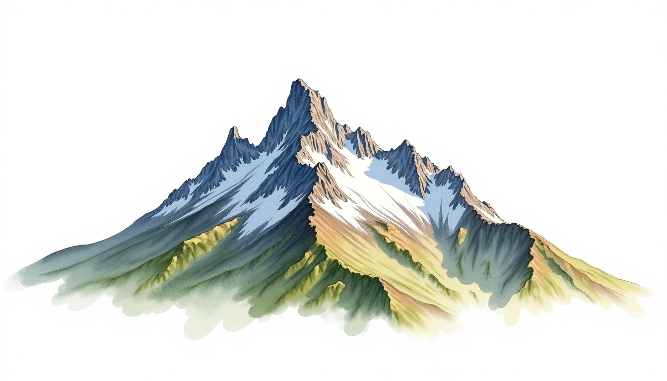 Filchnerfjella — 3,148m — Antarctica — watercolor illustration