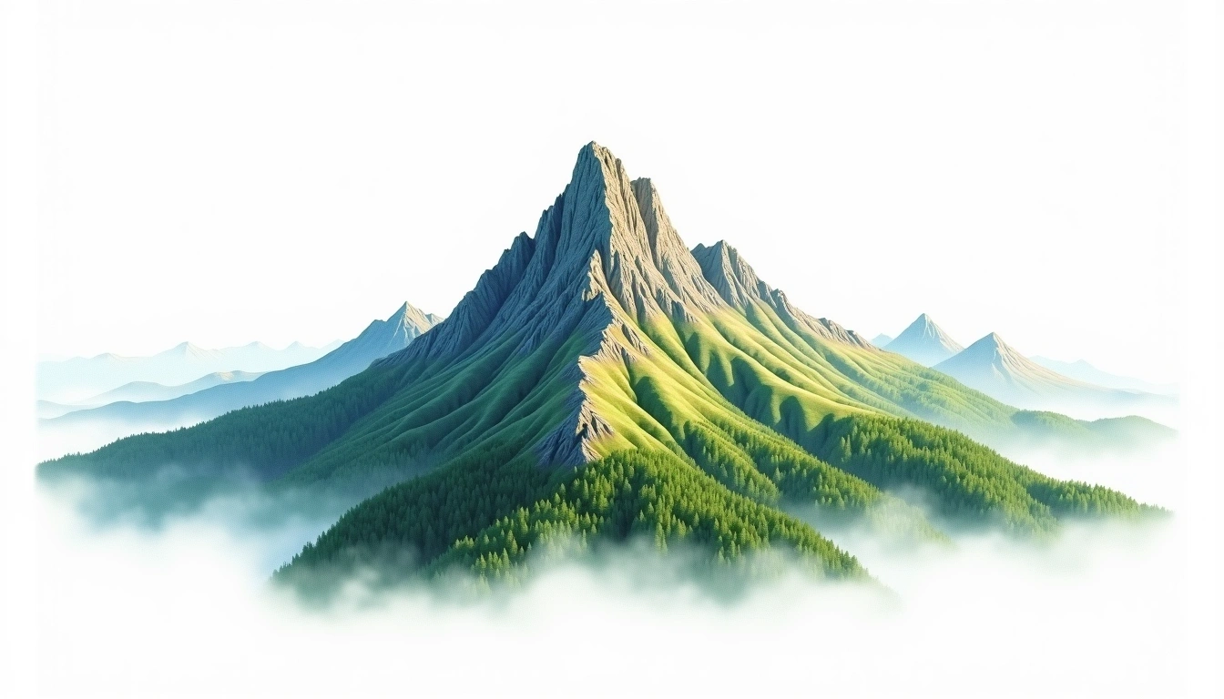 Fog Peak — 2,444m — New Zealand — watercolor illustration