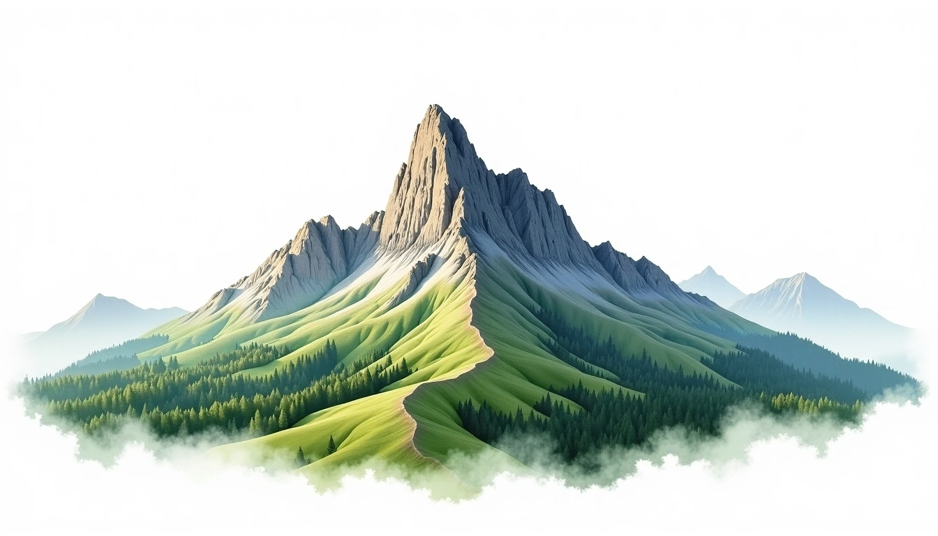 Forbidden Peak — 2,692m — United States — watercolor illustration
