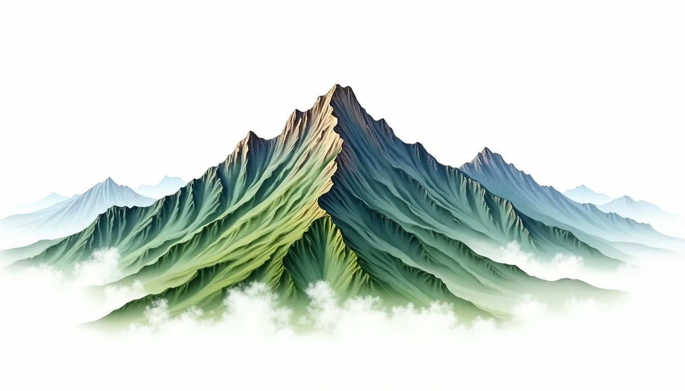 Ganzhuowan Shan — 3,284m — Taiwan — watercolor illustration