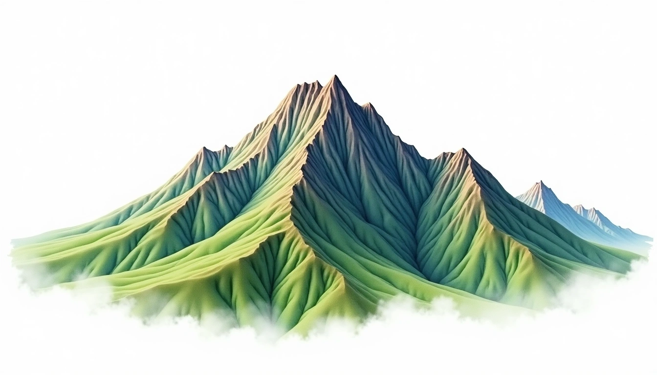 Geumosan — 977m — South Korea — watercolor illustration