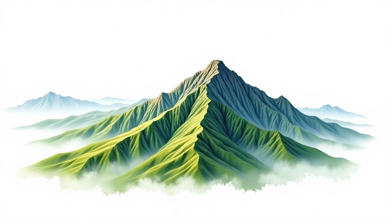 Geumsan — 705m — South Korea — watercolor illustration