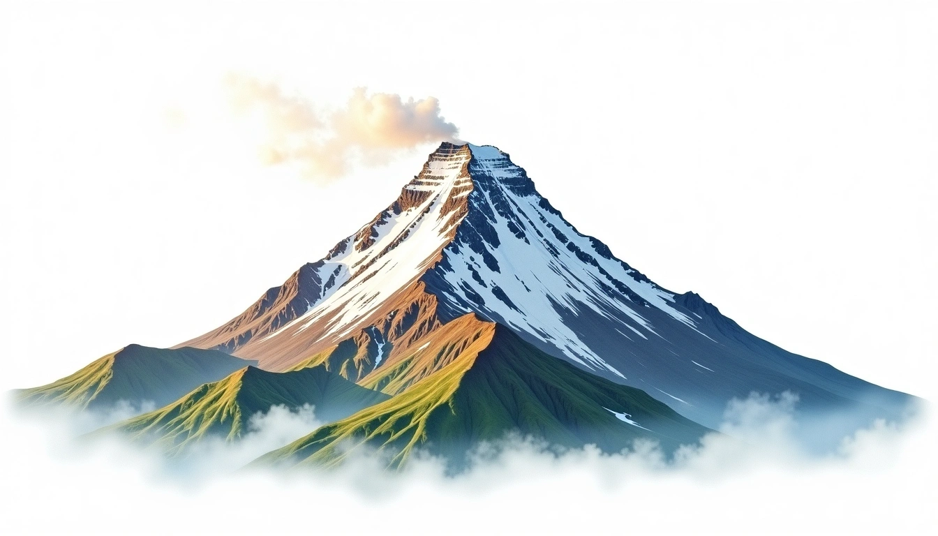 Glacier Peak — 3,213m — United States — watercolor illustration