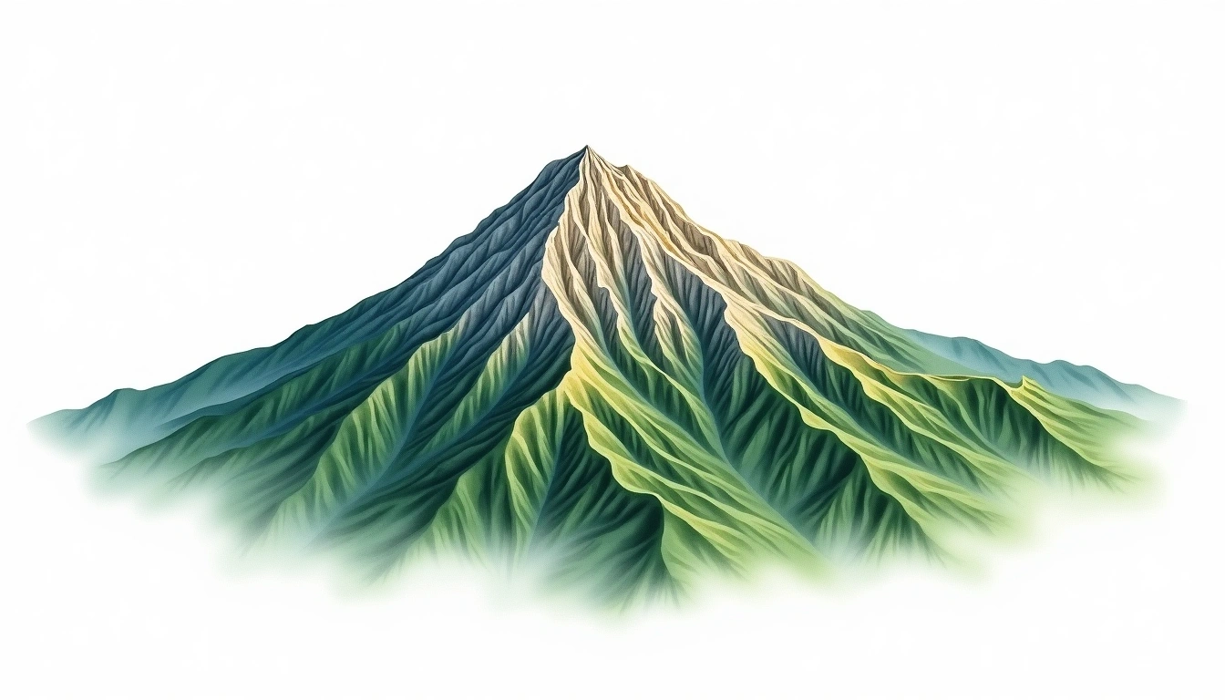 Goryu-dake — 2,814m — Japan — watercolor illustration