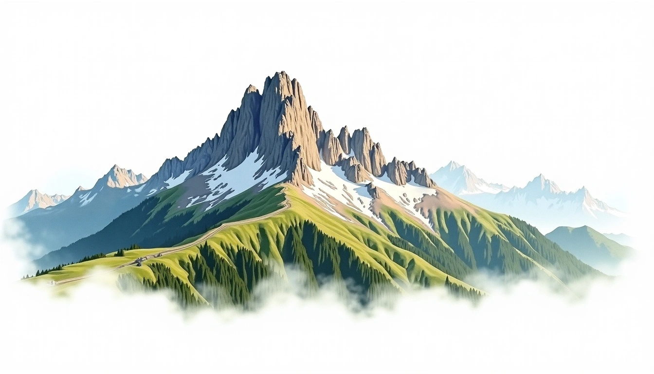 Gran Sasso — 2,912m — Italy — watercolor illustration