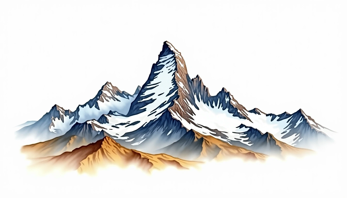 Grand Teton — 4,199m — United States — watercolor illustration