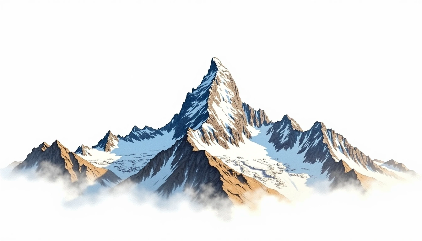 Grandes Jorasses — 4,208m — France — watercolor illustration