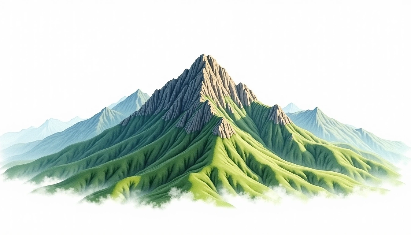 Guangtou Shan — 3,060m — Taiwan — watercolor illustration