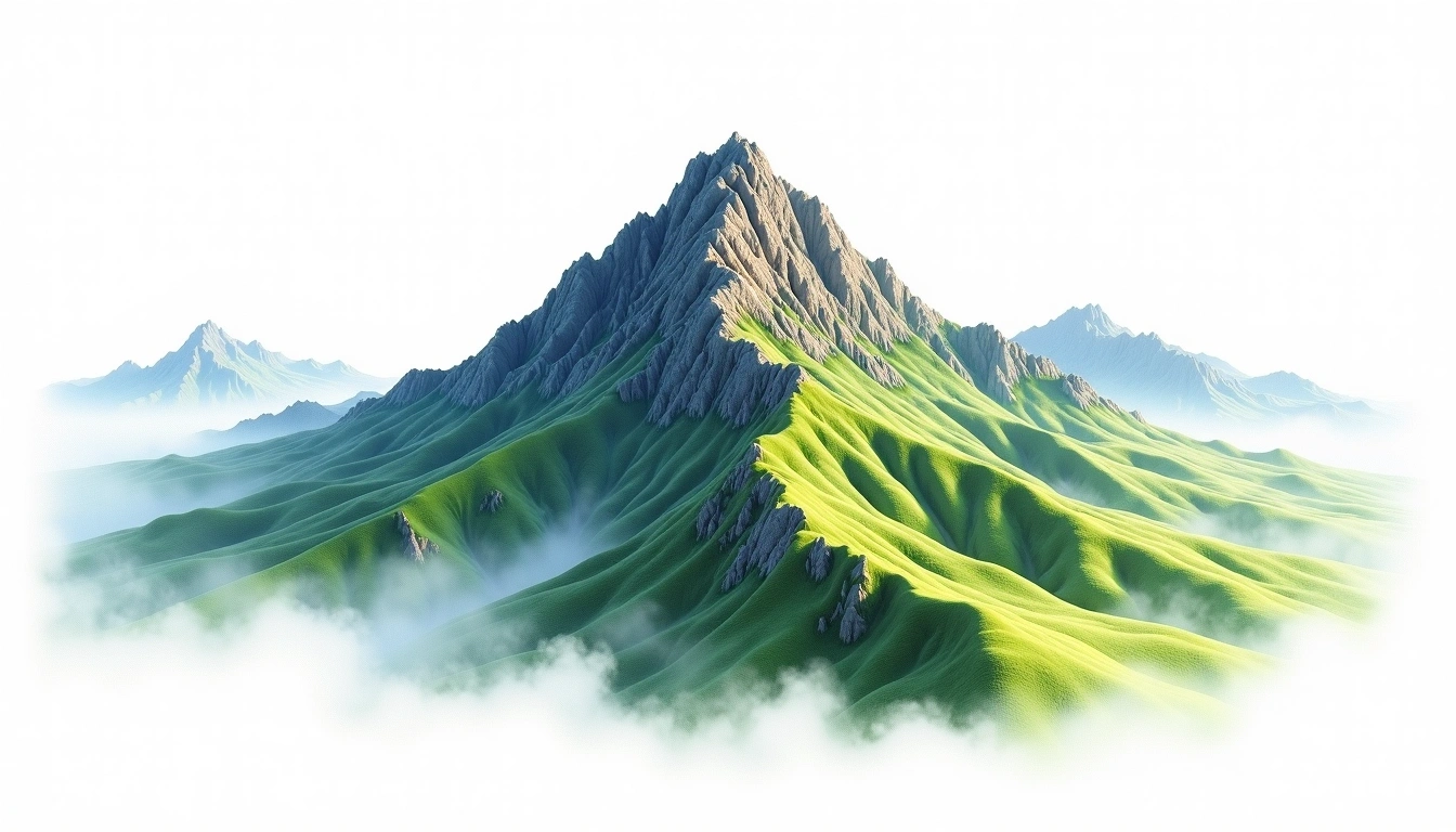 Guanshan — 3,668m — Taiwan — watercolor illustration