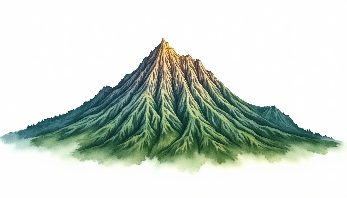 Gunung Tahan — 2,187m — Malaysia — watercolor illustration