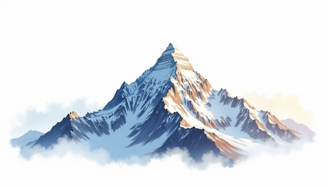 Gurla Mandhata — 7,694m — China — watercolor illustration