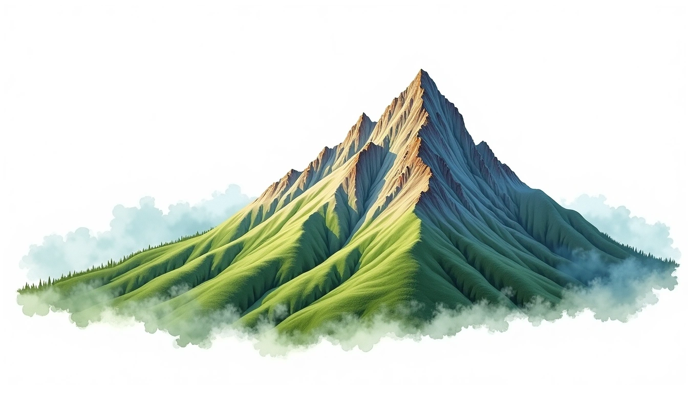 Guru Shikhar — 1,722m — India — watercolor illustration