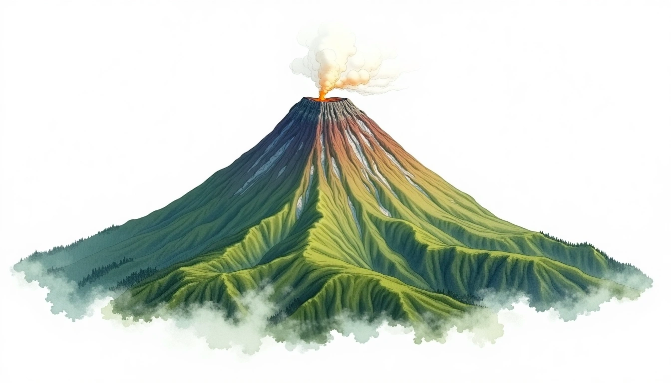 Hallasan — 1,950m — South Korea — watercolor illustration