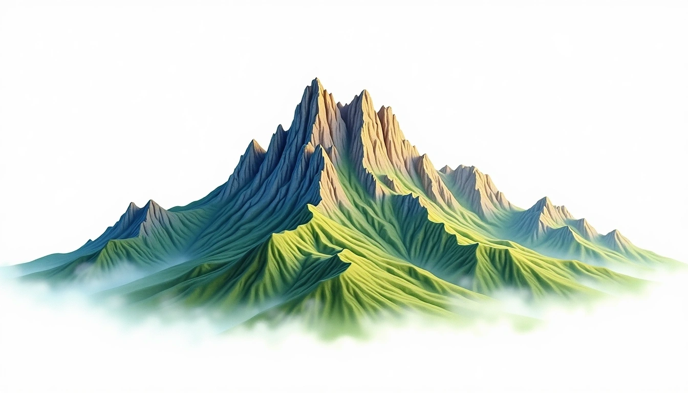 Hantana Mountain — 1,171m — Sri Lanka — watercolor illustration