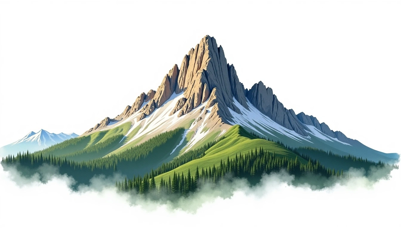 Harney Peak — 2,208m — United States — watercolor illustration