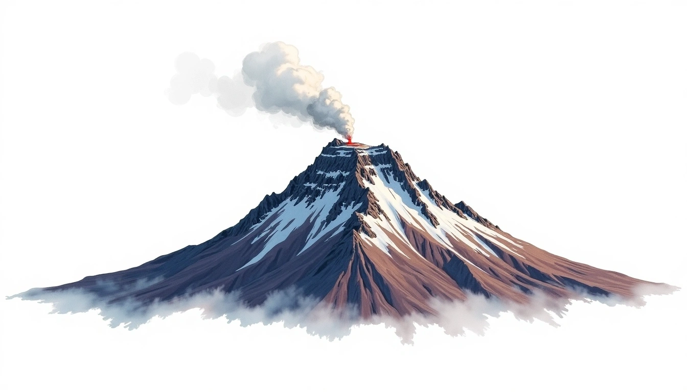 Hekla — 1,491m — Iceland — watercolor illustration