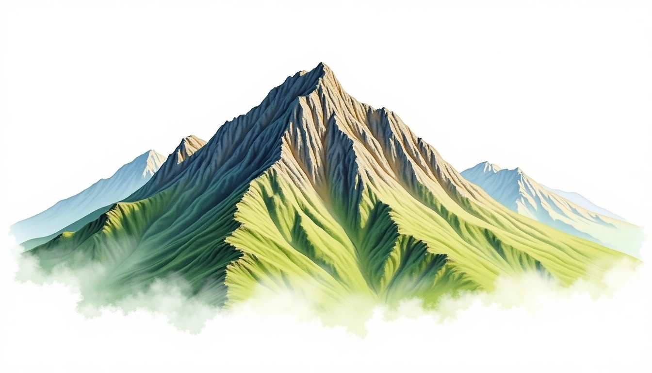 Helvellyn — 950m — United Kingdom — watercolor illustration