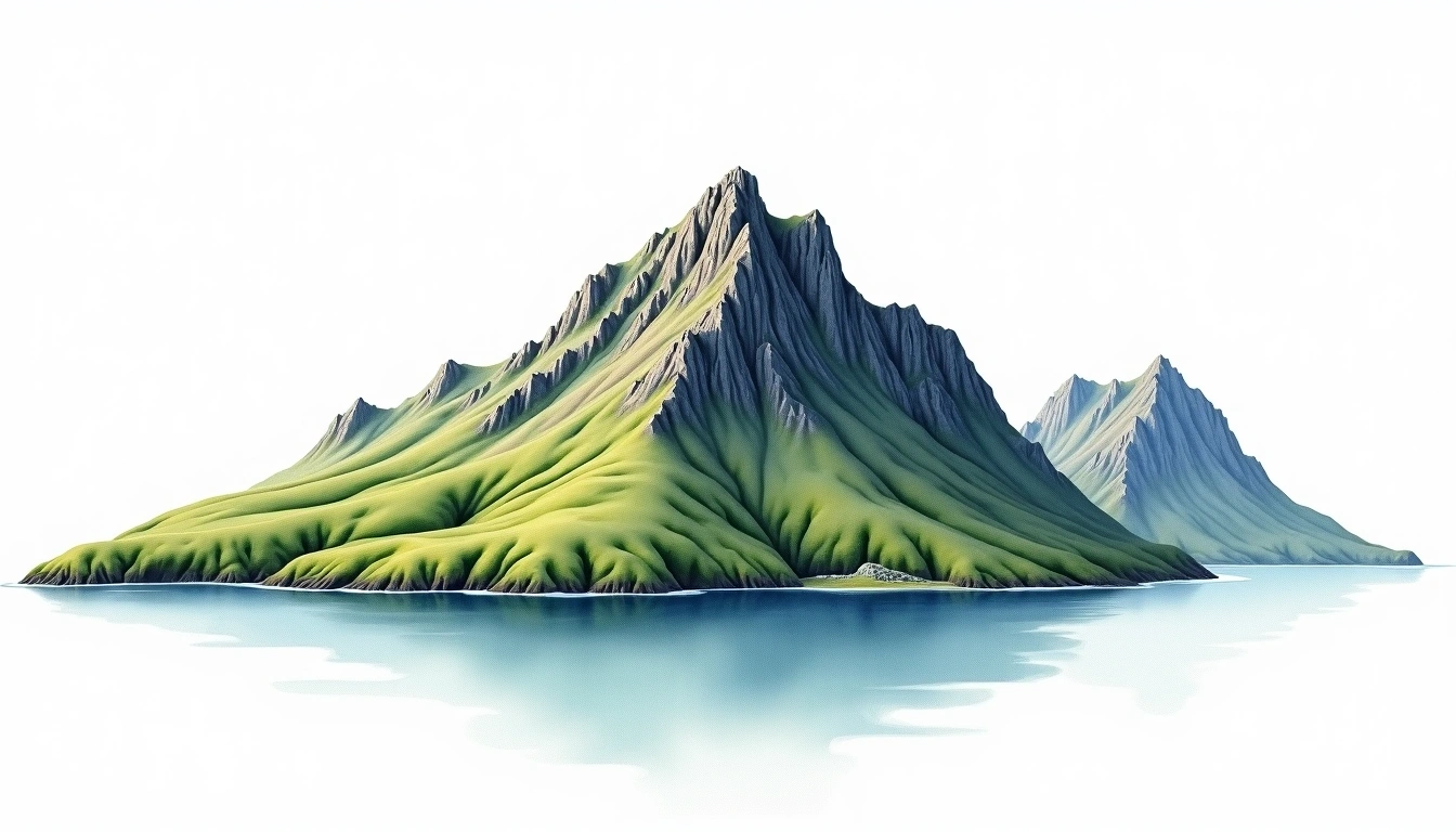 Lofoten Himmeltindan — 964m — Norway — watercolor illustration
