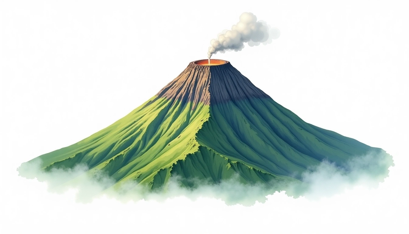 Hiuchi-gatake — 2,356m — Japan — watercolor illustration