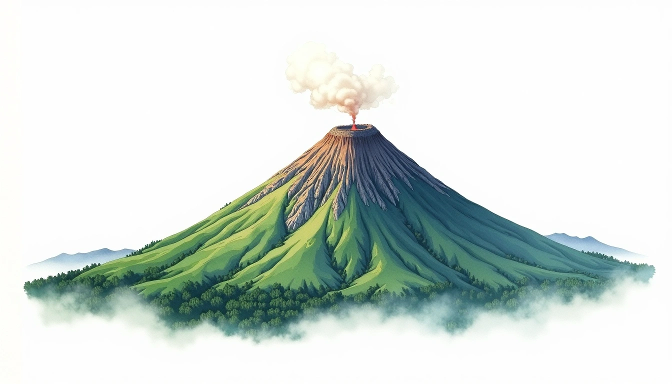 Hiuchi-yama — 2,462m — Japan — watercolor illustration