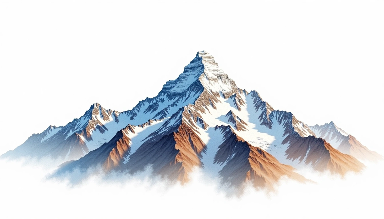 Hiunchuli South — 6,158m — Nepal — watercolor illustration