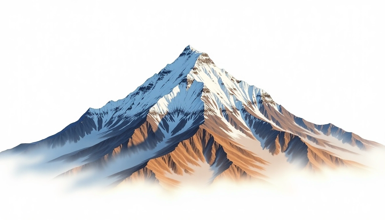 Hkakabo Razi — 5,881m — Myanmar — watercolor illustration