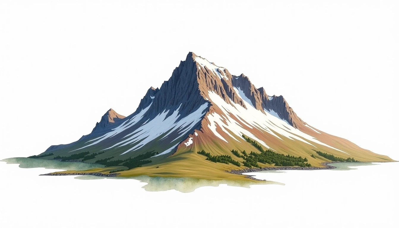 Hofsjokull — 1,765m — Iceland — watercolor illustration