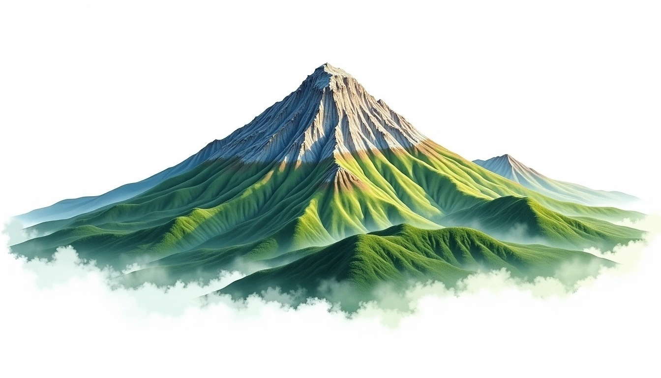 Houou-zan — 2,841m — Japan — watercolor illustration