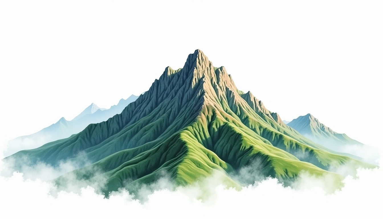 Huashan — 2,155m — China — watercolor illustration