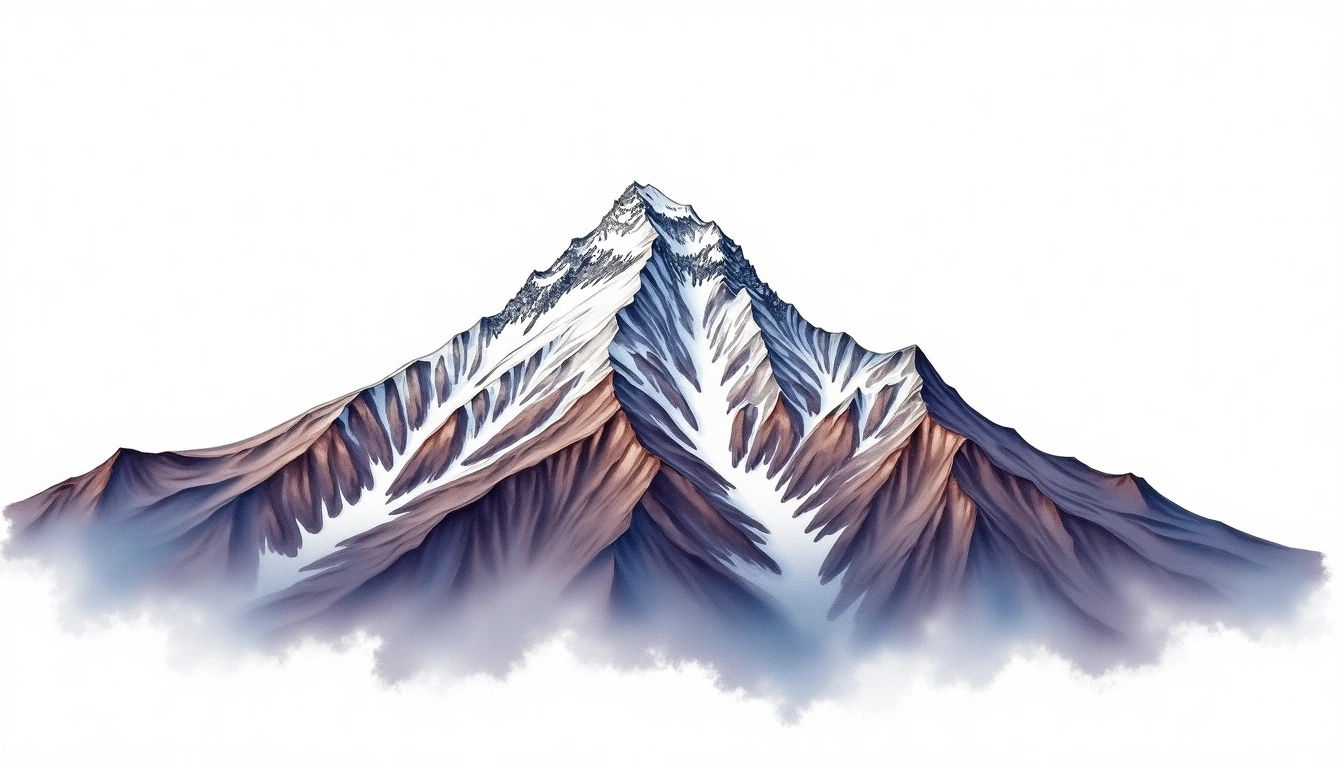 Huayna Potosi — 6,088m — Bolivia — watercolor illustration