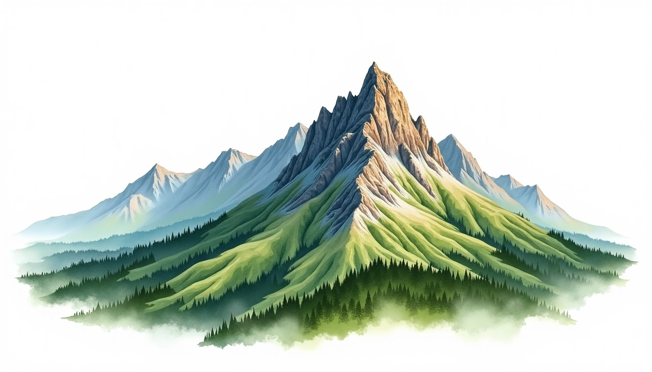 Iremel — 1,582m — Russia — watercolor illustration