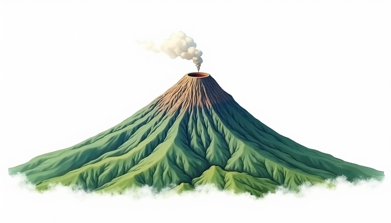 Iwaki-san — 1,625m — Japan — watercolor illustration